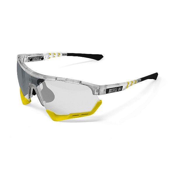 Óculos Scicon Aerotech Xl Branco Gelo Lente Prata Fotocromática com Adaptador de Grau