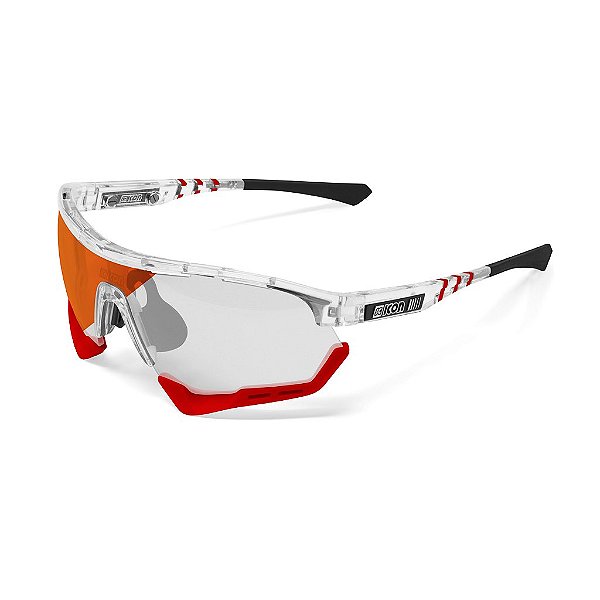 Óculos Scicon Aerotech Cristal Lente Vermelha Fotocromática com Adaptador de Grau