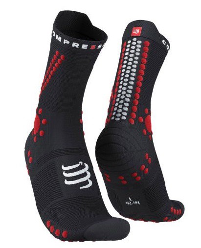 MEIA DE COMPRESSÃO PARA TRILHA V4.0 - PRETO COM VERMELHO - PRO RACING SOCKS V4TRAIL