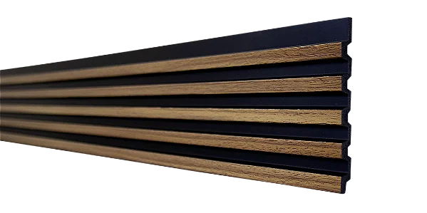 Painel Ripado Finottato - Freijo/Preto 10mm - 2,85m linear
