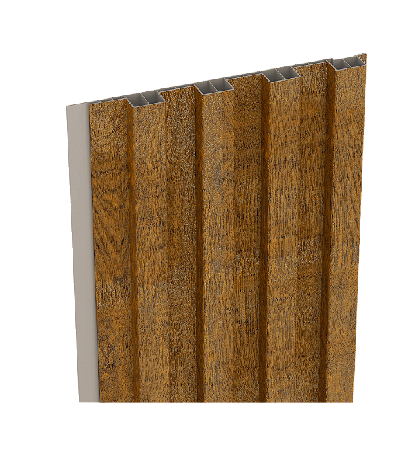 Painel Ripado Externo - Arquitech - Crossout Shield - Red Wood - 20mm - 3,20x 20cm