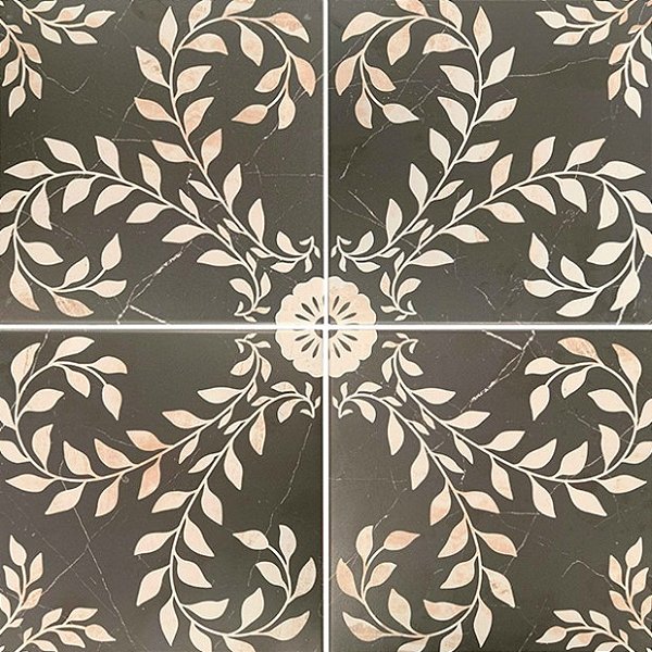 Porcelanato Decorado - Gabriella - Nero  Mate - 20,2 X 20,2 - 1,47 m2