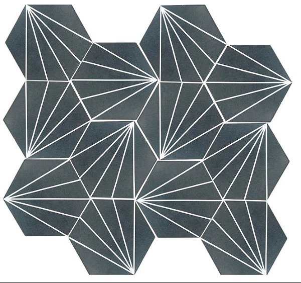 Porcelanato Decorado - Gabriella - Hexagonal Grafite Listras Mate - 17x19,5cm - 1 m2