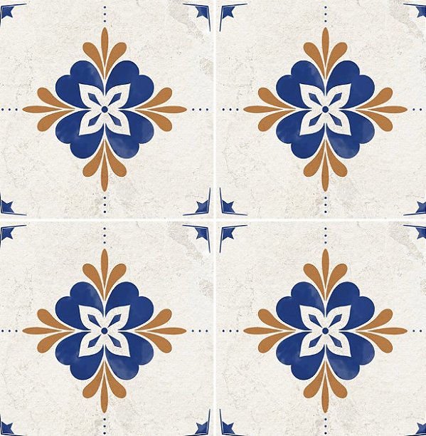 Porcelanato Decorado  - Gabriella - Portugues 428 Azul/Ocre  - 15,2 X 15,2 - 0,35 m2