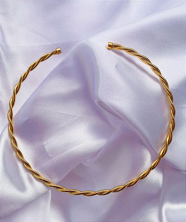 Choker torcida Dourado Folheado a ouro 18k