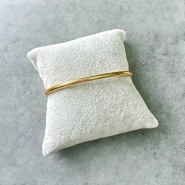 Bracelete Liso Redondo Folheado a Ouro 18k