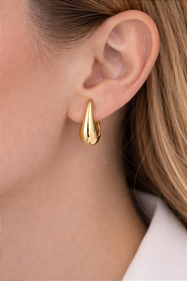 Brinco Argola Gota médio - Folheado em Ouro 18k