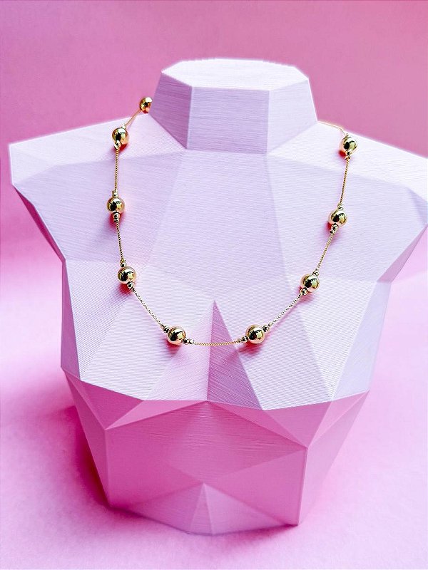 Colar Bolinhas Folheado a ouro 18k