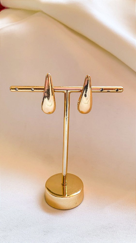 Brinco Argola Gota Click Médio - Folheado em Ouro 18k