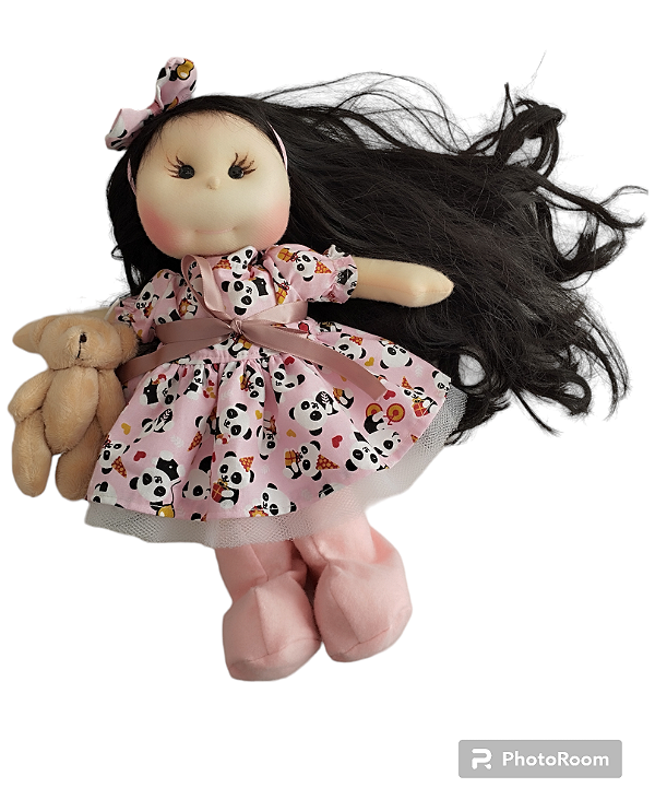 Kit boneca+ maleta rosa + 5 roupas e acessórios