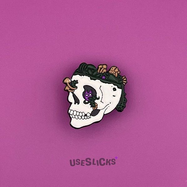 Pin Caveira & Cogumelos Esmaltado