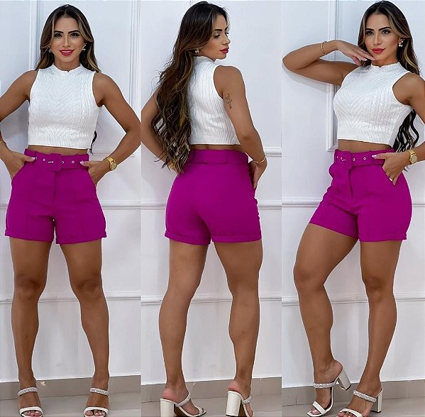 Short   alfaiataria com cinto