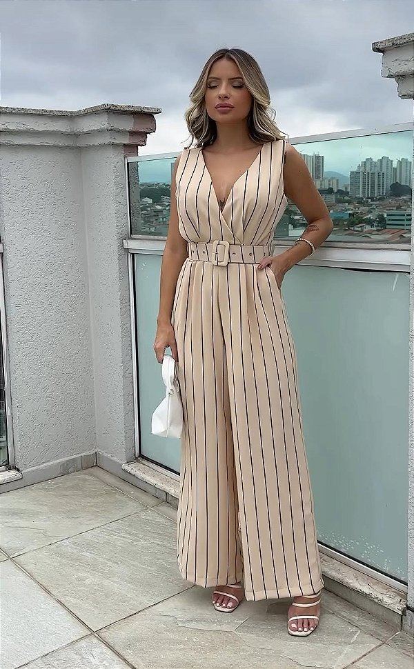 Macacão Comprido Listrado