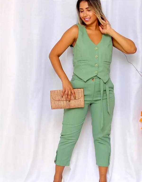 Conjunto Alfaiataria – Colete + Calça Cintura Alta