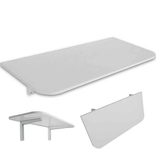 Mesa De Parede Dobrável Com Suporte 100x50cm Branca