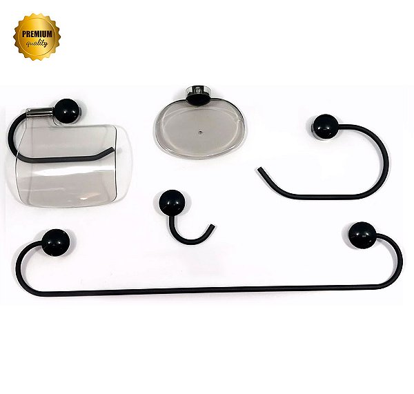 Kit acessórios para banheiro em Alumínio com 5 peças Black