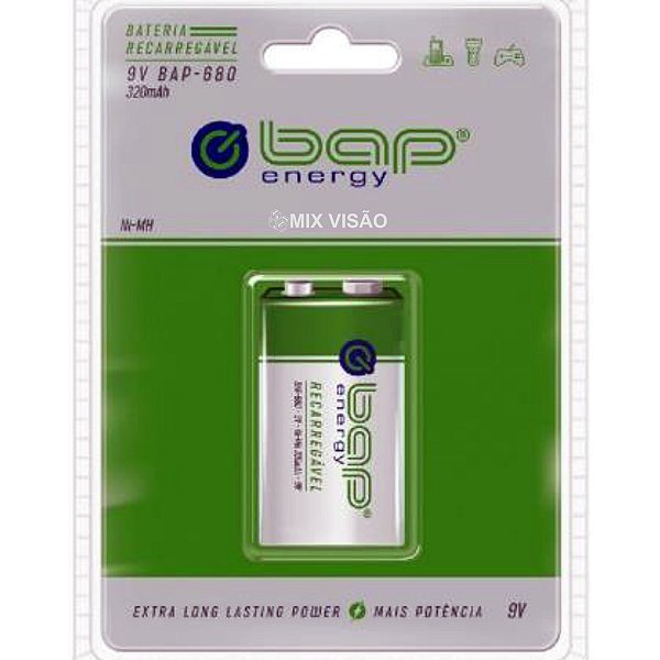 Bateria Recarregável 9v 320mah C/1 Bap680