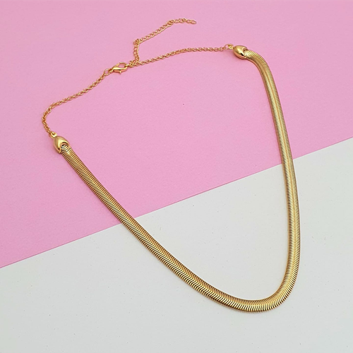 Colar Feminino Dourado Tipo Rabo de Rato