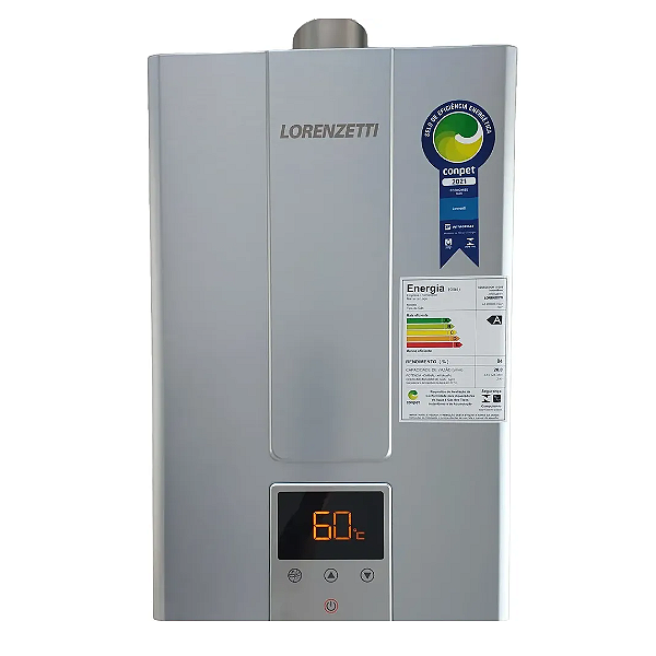 Aquecedor a Gás Lorenzetti LZ 2000 DE-I 20L GLP Inox Digital