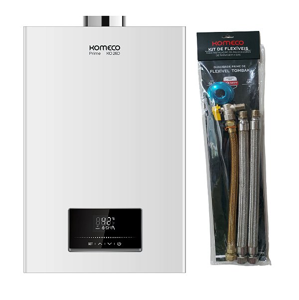 Aquecedor De Água A Gás Komeco Ko 26 D Prime WiFi 26 Litros GN Com Kit Ligação