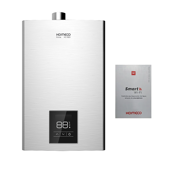 Aquecedor Komeco KO 16 DI Prime GLP 16L Inox + Módulo Wi-Fi