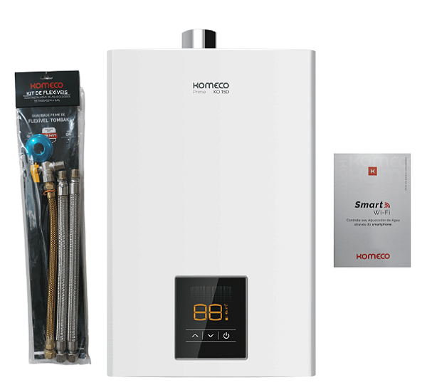 Aquecedor De Água A Gás Komeco Ko 16 D Prime Com Módulo Wi Fi E Kit Glp