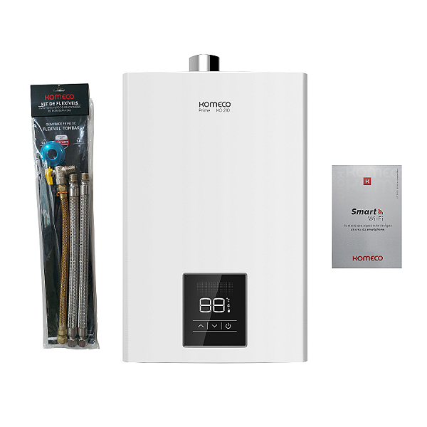 Aquecedor Komeco KO 21D Prime GLP 21L Branco + Wi-Fi + Kit