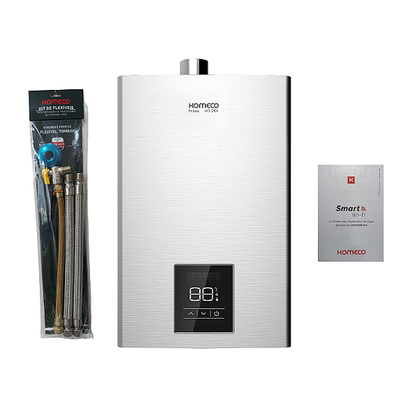 Aquecedor a Gás Komeco KO 21DI Prime GLP Inox + Wi-Fi + Kit
