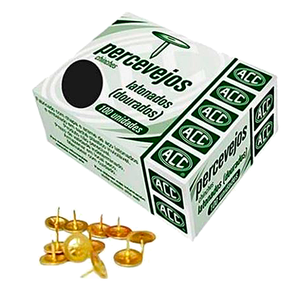 Percevejo ACC Aço Latonado Dourado C/100und 600954