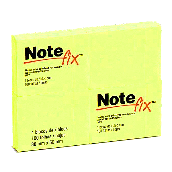 Bloco Adesivo NoteFix 3M 38x50mm AM 100fls 4BL