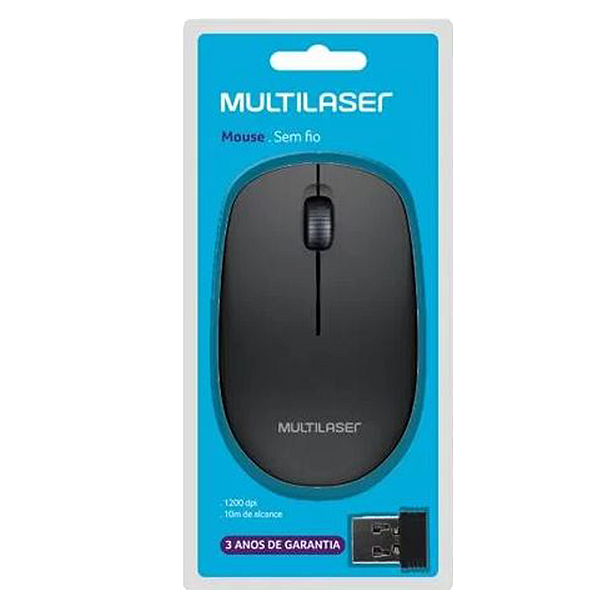 Mouse Optico S/Fio USB 1200dpi Standard MO251 PT MULTILASER