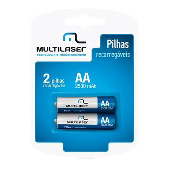 Pilha MULTILASER Recarregavel AA C/2und  2500MAH CB053