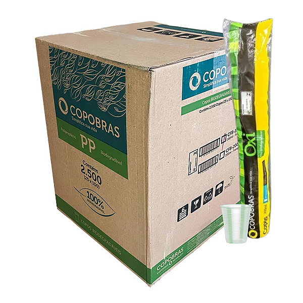 COPO PLASTICO 200 ML - BIODEGRADAVEL COPOBRAS CX 2500X1 201815