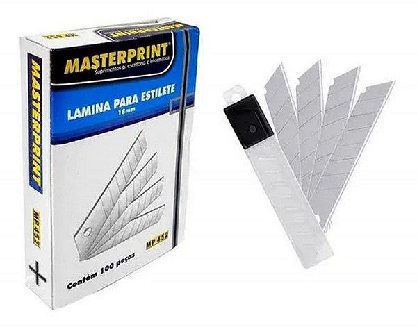 Lamina P/Estilete Largo 18mm MP452 MASTERPRINT C/10 Tubo