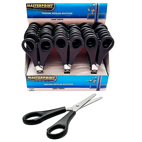 Tesoura Escolar 13cm Preta MP502 MASTERPRINT C/24und