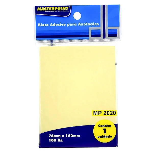 Bloco Adesivo MASTERPRINT 76x102mm 100fls AM MP2020