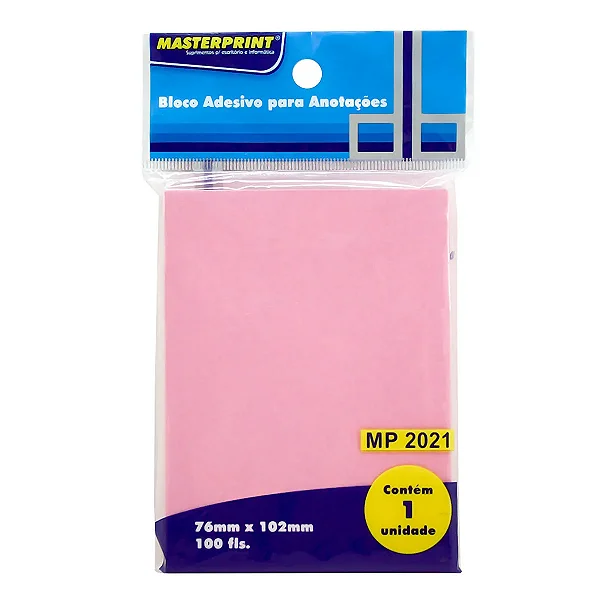 Bloco Adesivo MASTERPRINT 76x102mm 100fls RS MP2021