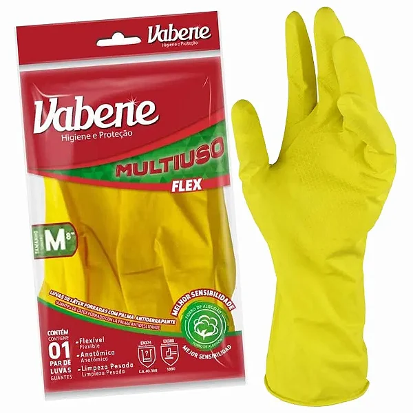 LUVA LATEX MULT LEVE M AM  1725 -  VABENE 1725