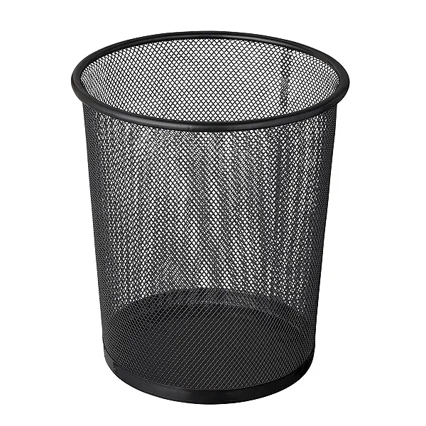 Lixeira Redonda Preta Metal Aramado Telado 9L BRW 146342