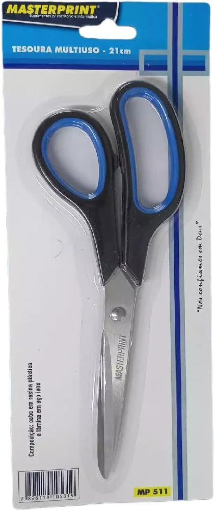 Tesoura Multiuso 21cm Cabo Emborrachado Color MASTERPRINT MP511