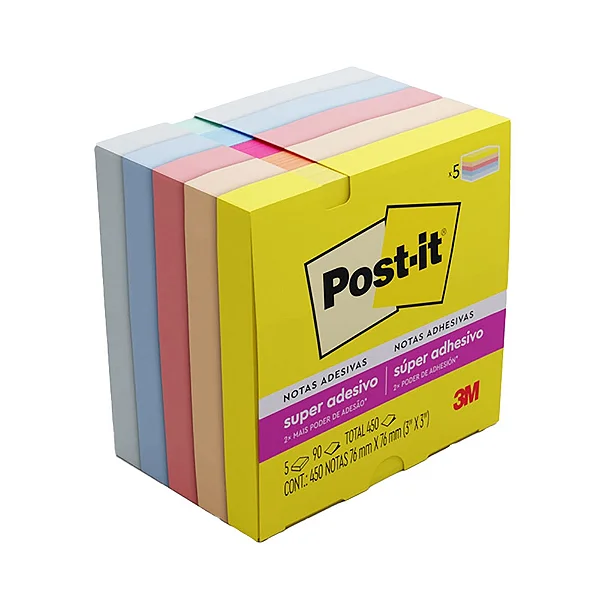Bloco Adesivo Post-It 3M 76x76mm 450fls 5Cores Col Alegria3M