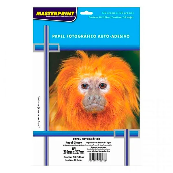 Papel Foto 130g A4 50fls Auto Adesivo Glossy MASTERPRINT 103865