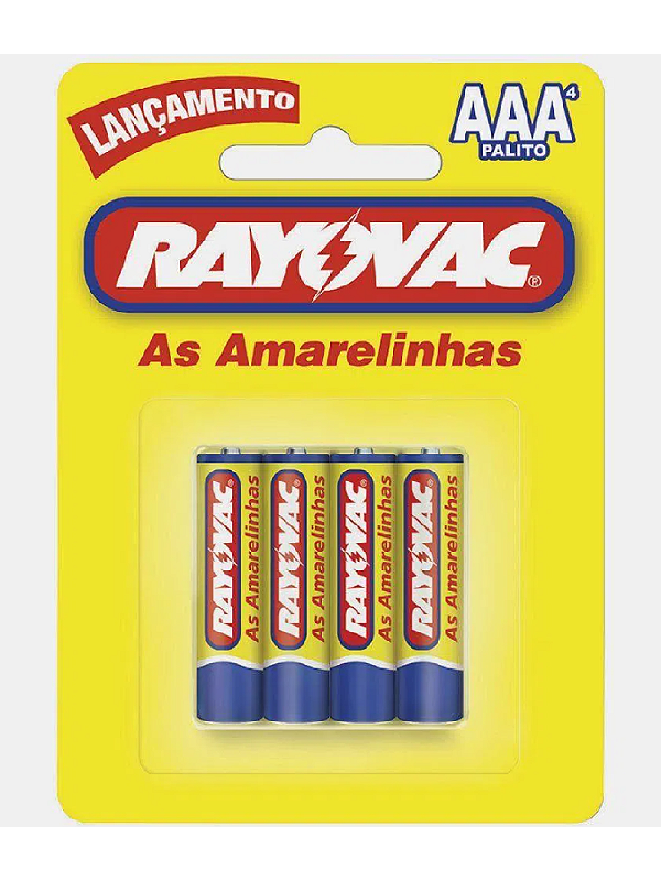 Pilha RAYOVAC Amarelinha Tubo AAA c/4un (Palito)