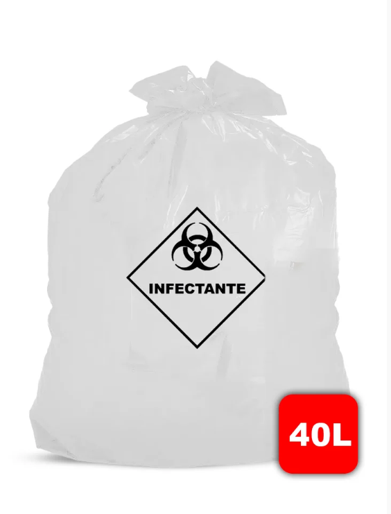 SACO P/LIXO BCO  40 L 59X62 100X1 INFECTANTE-  BRASLIXO 40L09BRINF