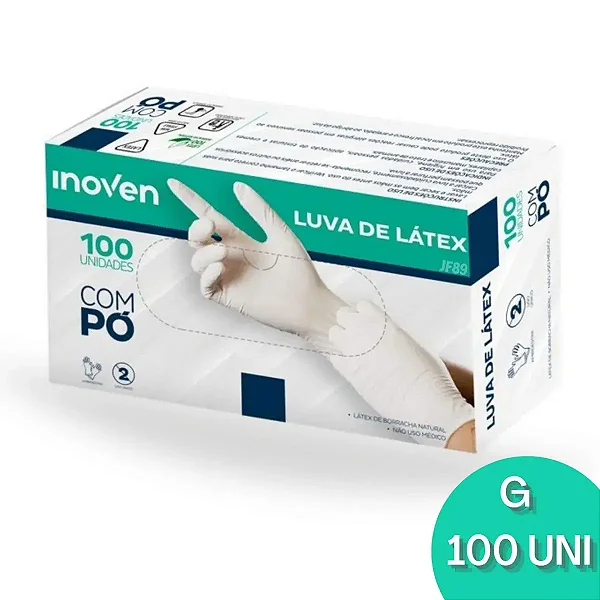 LUVA LATEX TAM G C/100 UN C/PO - INOVEN