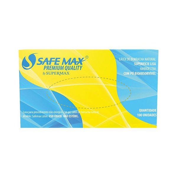 LUVA LATEX 100 S/PO ANVISA - SAFEMAX TAM M