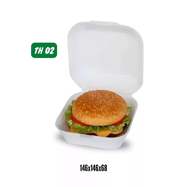MARMITA HAMBURGUEIRA PT EPS 146x146x68mm (c/400un) TOTALPLAT TH-02