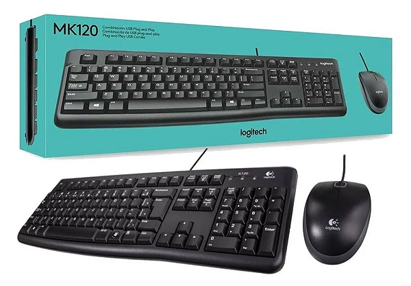 KIT C/FIO/USB TECLADO E MOUSE PT/CZ - LOGITECH MK120