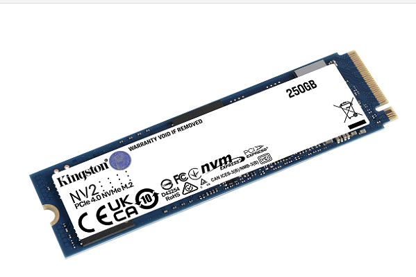 SSD Kingston NV2 250 GB, M.2 2280 PCIe, NVMe, Leitura: 3000 MB/s e Gravação: 1300 MB/s - SNV2S/250G