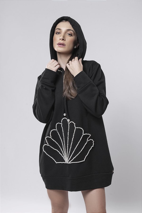 Moletom oversized com bolso concha Venus